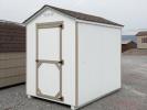 6x8 Madison Series Peak Style Storage Shed with White Siding and PC Clay Trim