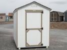 6x8 Madison Series Peak Style Storage Shed with White Siding and a 36" Single Door